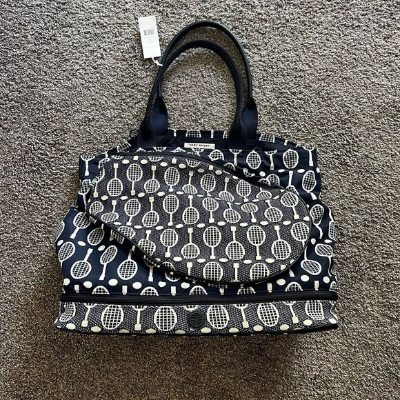 NEW Tory Burch Sport Racquet Tennis Tote Bag Midnight Swim Blue $498 - Picture 1 of 11